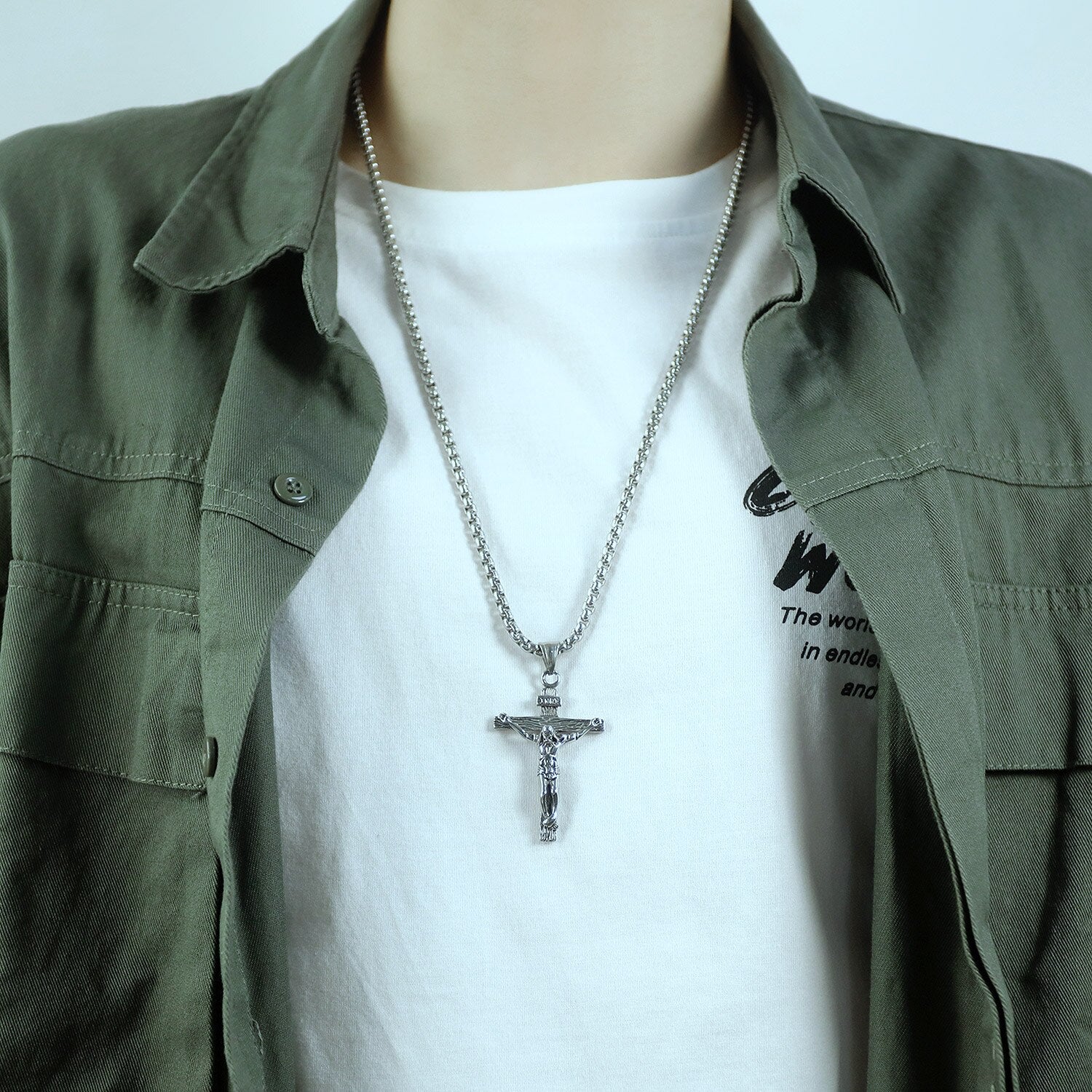 Hip Hop Vintage Accessories Unisex Jesus Cross Necklace Gothic Punk Necklaces Jewelry Woman Man  Fashion Gift - Santo 