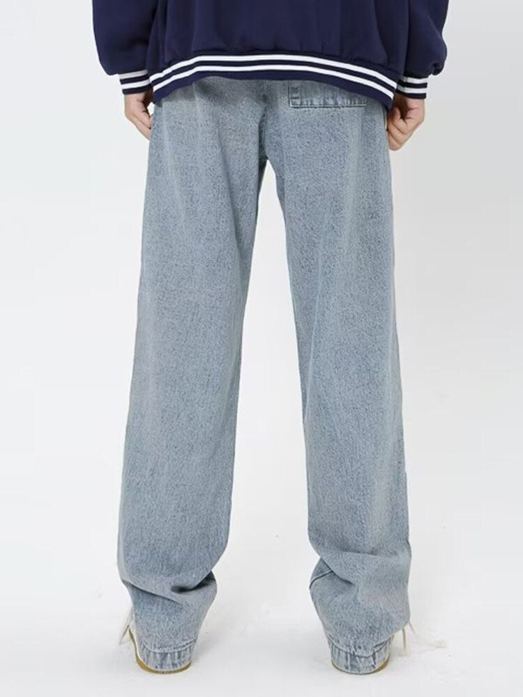 Jeans Retro Hole Streetwear Vintage Side Rope Mens Vintage Street Casual Jeans Men Women Casual Denim Clothing Trousers - Santo 