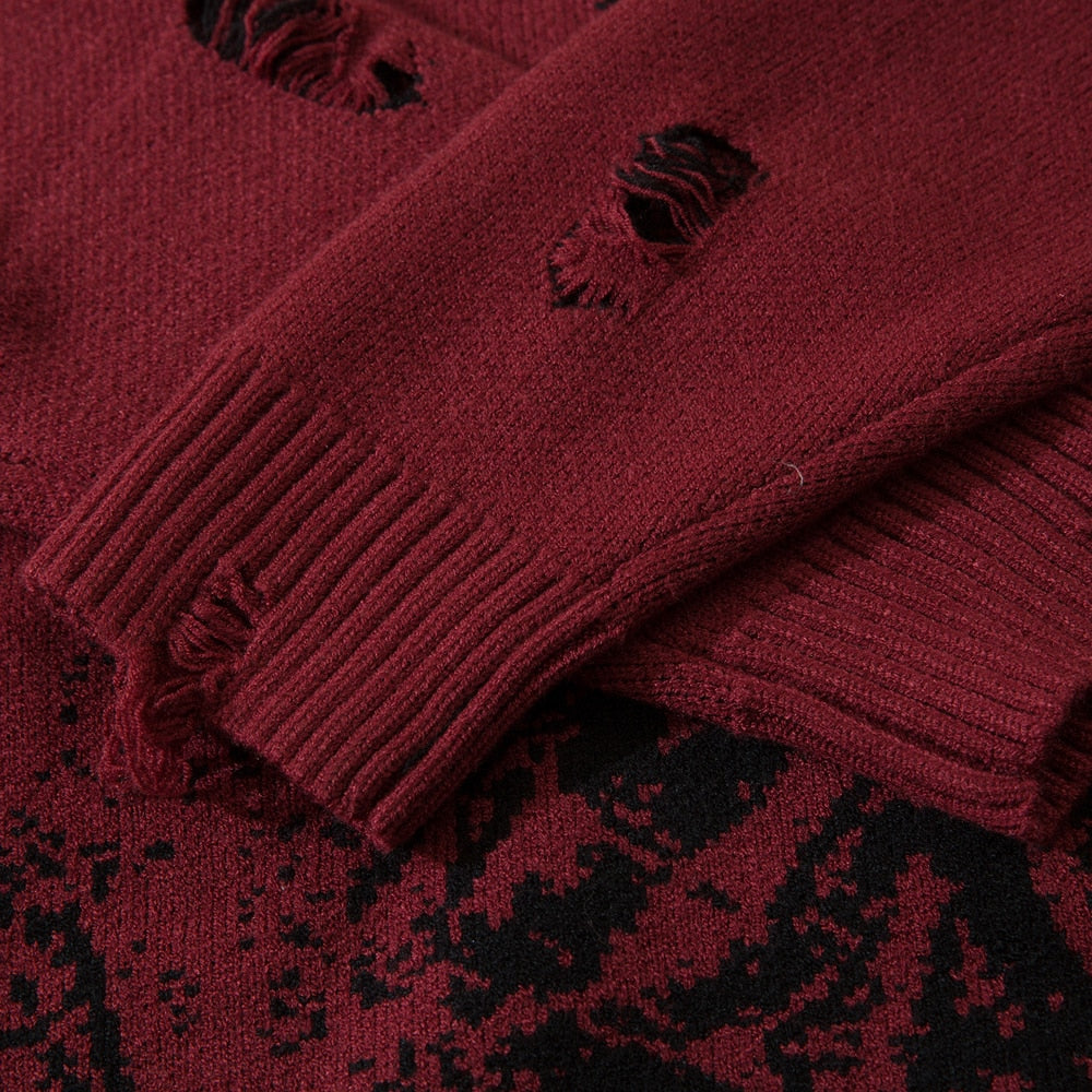 Black Oversized Sweaters Knitted Long Sleeve Top Hip Hop Harajuku Streetwear Pullovers Gothic Men Y2k Women Sweater - Santo 