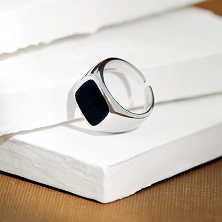 Hip Hop Ring Accessories Unisex Black Square Ring Gothic Vintage Woman Man Punk Jewelry Fashion Party Gifts - Santo 