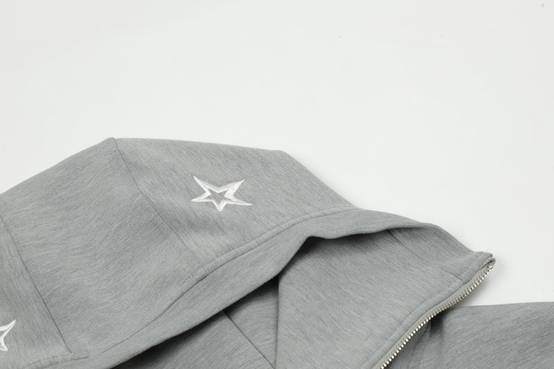 ' Retro Letter and Stars Printed ' Hooded Jacket - Santo 